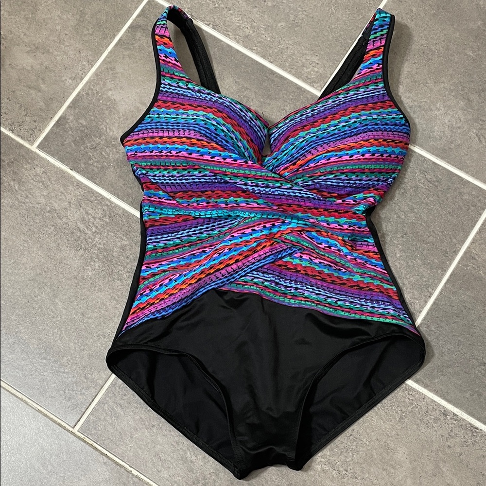 Miraclesuit Carnivale Layered Escape One Piece Swimsuit size 16W - Picture 2 of 7
